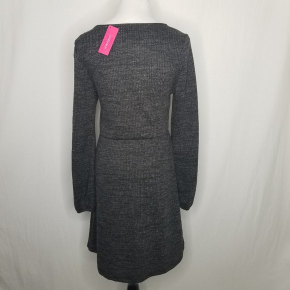 Xhilaration LS Square Neck Sweater Mini Dress Charcoal Gray - Picture 5 of 7